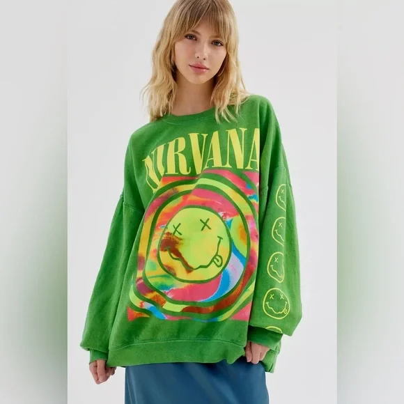 Urban Outfitters Green Nirvana Graphic Sweater - Picture 1 of 7